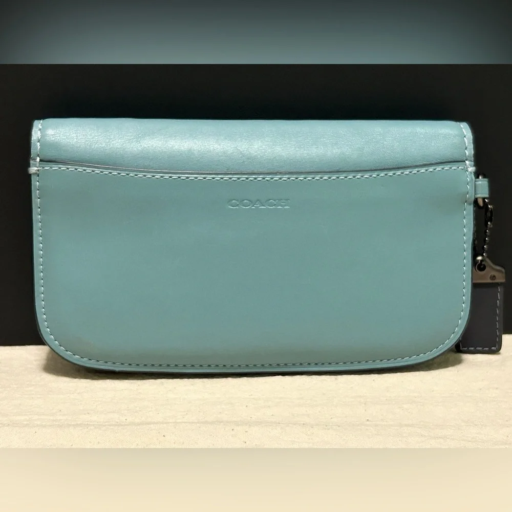 COACH 1941 Glovetanned Leather Clutch/Wristlet/Crossbody Bag in River Blue - Picture 6 of 12